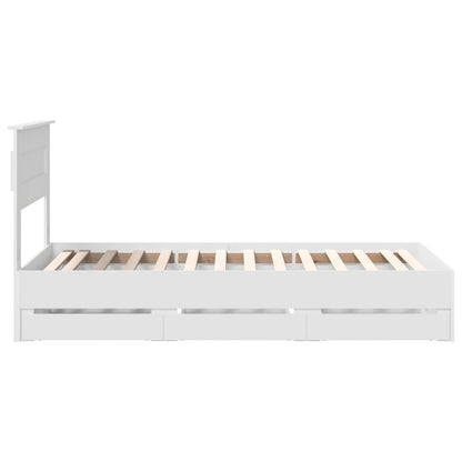 Bettrahmen mit Schubladen Weiß 75 x 190 cm Ingenieurs Holz