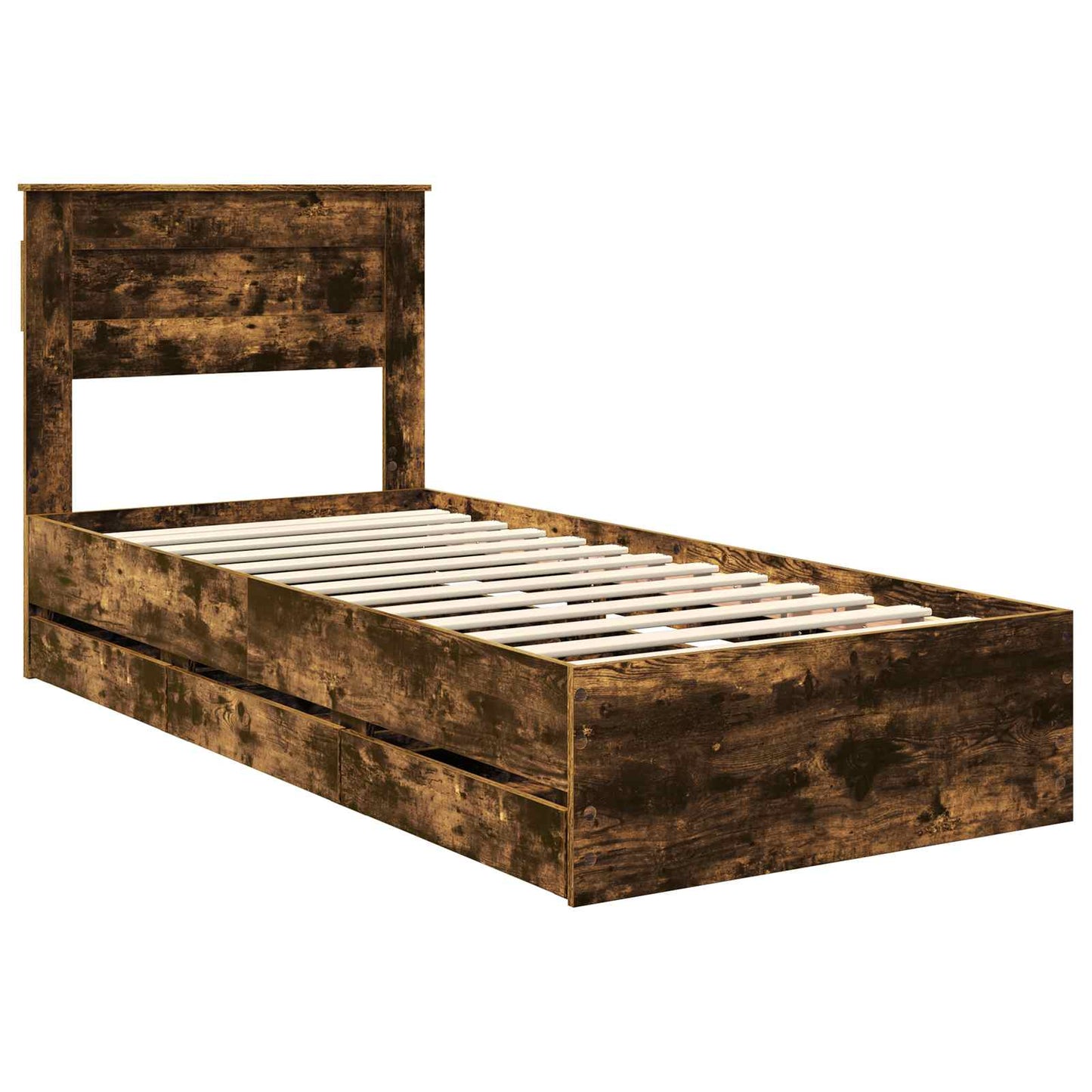 vidaXL Bettrahmen Geräucherte Eiche 75 x 190 cm Ingenieurs Holz
