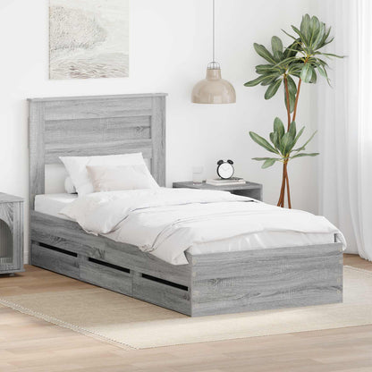 vidaXL Bettrahmen Graues Sonoma 75 x 190 cm Ingenieurs Holz