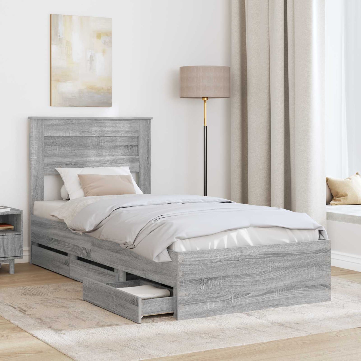 vidaXL Bettrahmen Graues Sonoma 75 x 190 cm Ingenieurs Holz