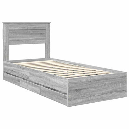 vidaXL Bettrahmen Graues Sonoma 75 x 190 cm Ingenieurs Holz