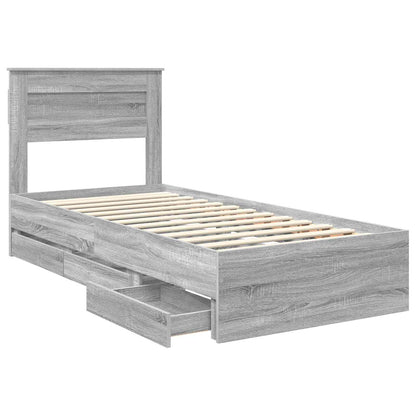 vidaXL Bettrahmen Graues Sonoma 75 x 190 cm Ingenieurs Holz