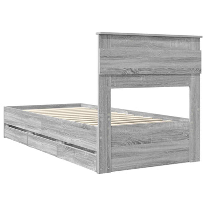 vidaXL Bettrahmen Graues Sonoma 75 x 190 cm Ingenieurs Holz