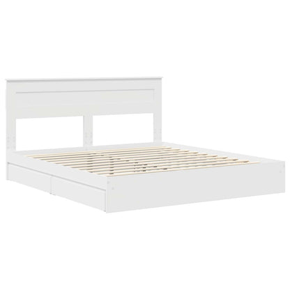 vidaXL Aufbewahrungsbett mit Kopfteil Weiß 200 x 200 cm Holzwerkstoff