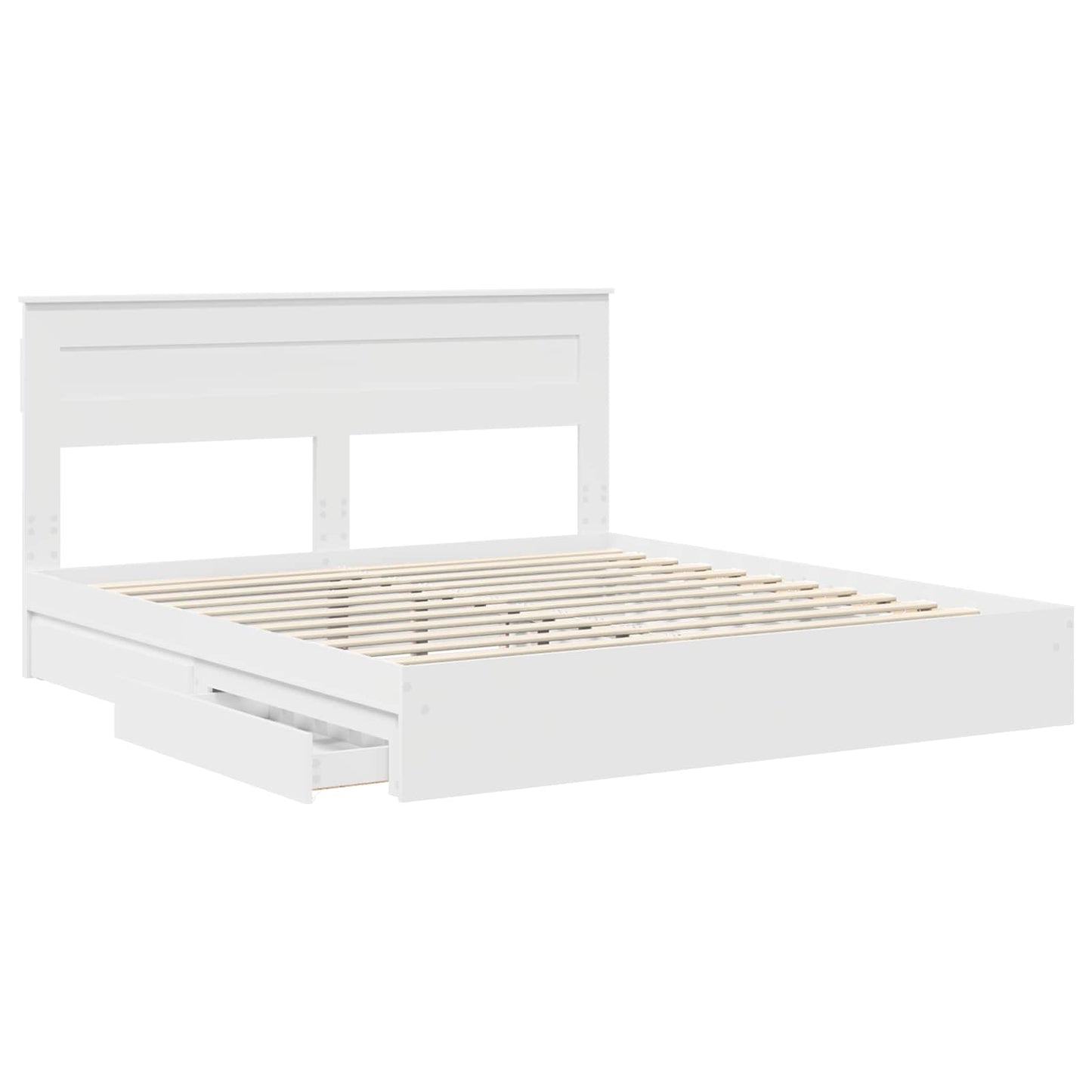 vidaXL Aufbewahrungsbett mit Kopfteil Weiß 200 x 200 cm Holzwerkstoff