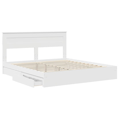vidaXL Aufbewahrungsbett mit Kopfteil Weiß 200 x 200 cm Holzwerkstoff