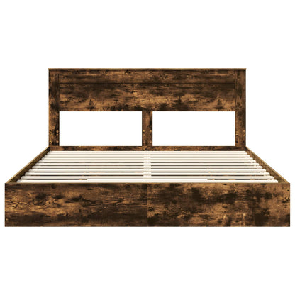 vidaXL Aufbewahrungsbett Geräucherte Eiche 200 x 200 cm Holzwerkstoff
