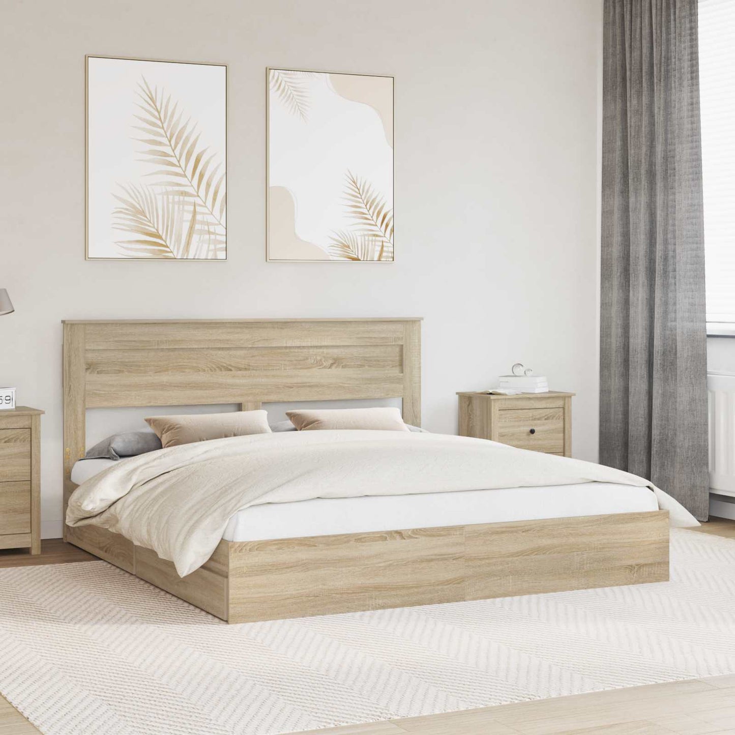 vidaXL Aufbewahrungsbett Sonoma-Eiche 180 x 200 cm Holzwerkstoff