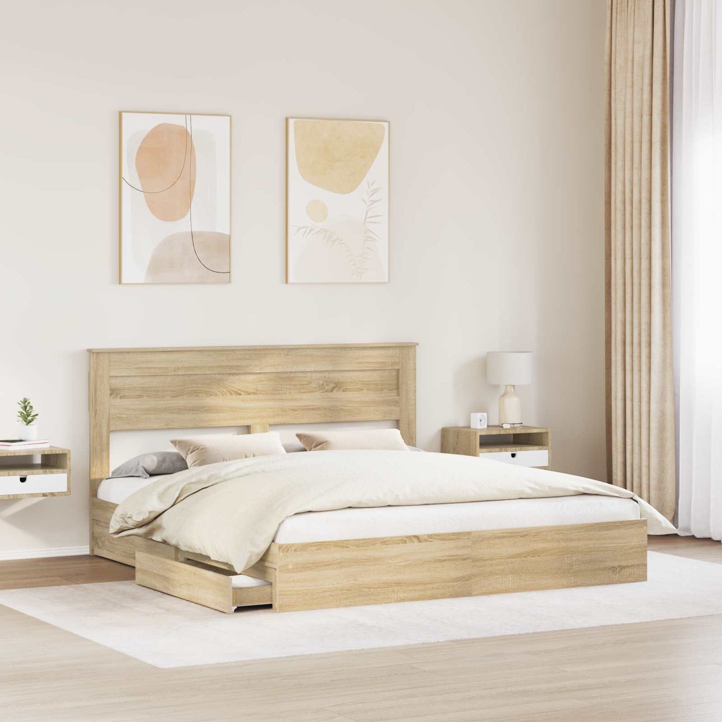 vidaXL Aufbewahrungsbett Sonoma-Eiche 180 x 200 cm Holzwerkstoff