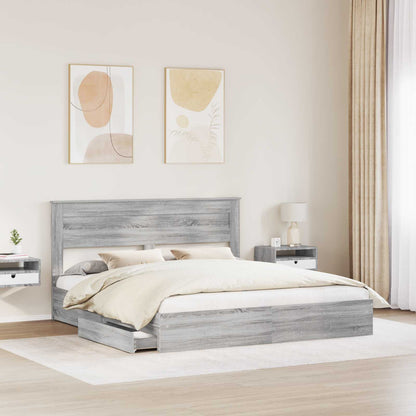 vidaXL Aufbewahrungsbett Graues Sonoma 180 x 200 cm Holzwerkstoff
