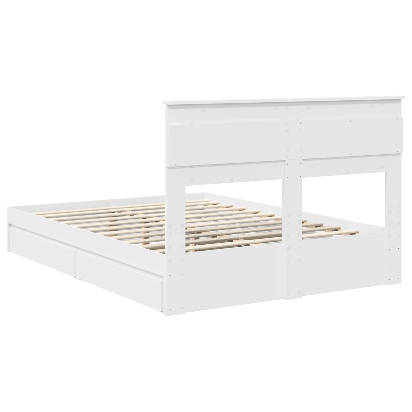 vidaXL Lit de rangement avec tête de lit Blanc 160 x 200 cm Bois d'ingénierie