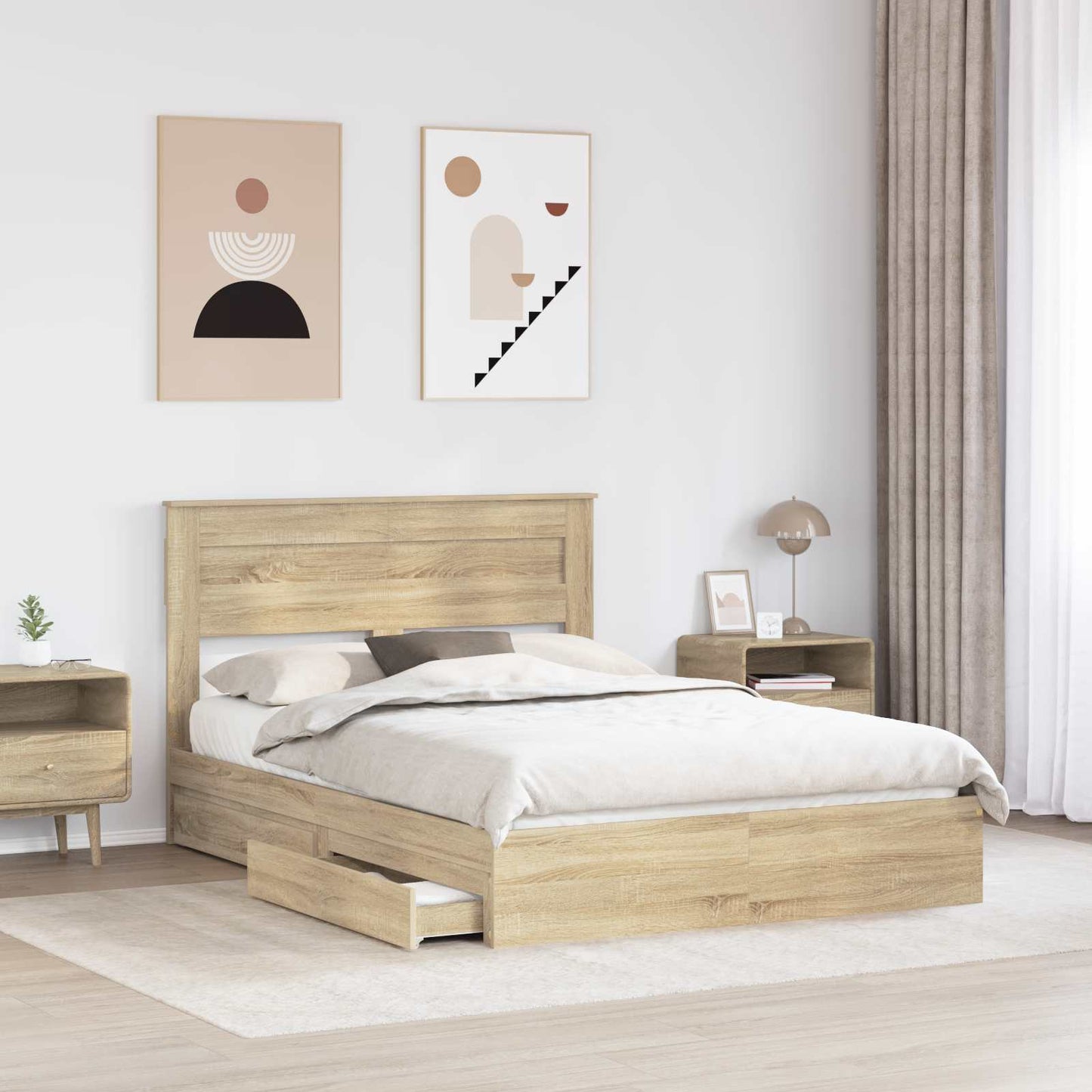 vidaXL Lit de rangement chêne Sonoma 160 x 200 cm Bois d'ingénierie