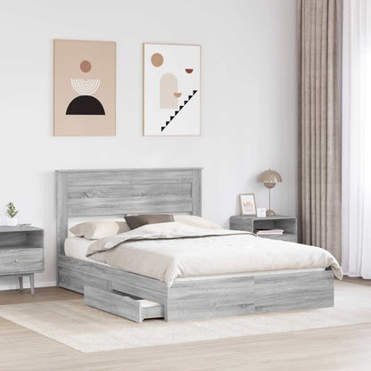 vidaXL Lit de rangement gris Sonoma 160 x 200 cm, bois d'ingénierie