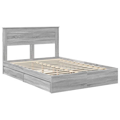 vidaXL Lit de rangement gris Sonoma 160 x 200 cm, bois d'ingénierie