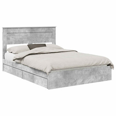 vidaXL Lit de rangement gris béton 150 x 200 cm bois d'ingénierie