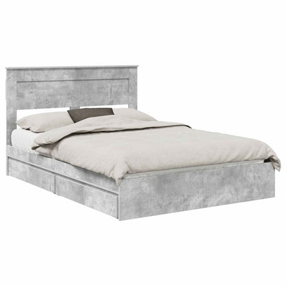 vidaXL Lit de rangement gris béton 150 x 200 cm bois d'ingénierie