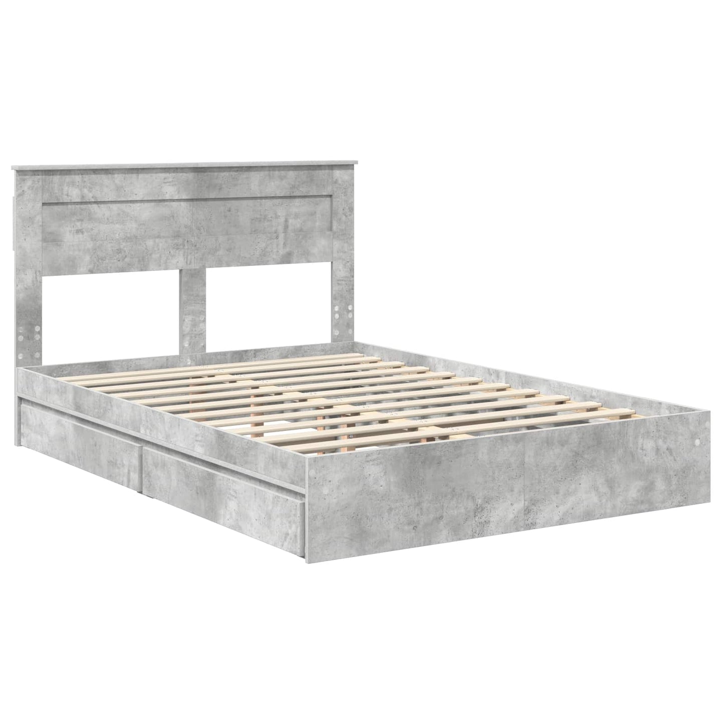 vidaXL Lit de rangement gris béton 150 x 200 cm bois d'ingénierie
