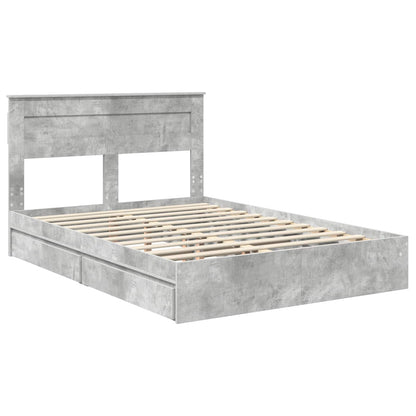 vidaXL Lit de rangement gris béton 150 x 200 cm bois d'ingénierie