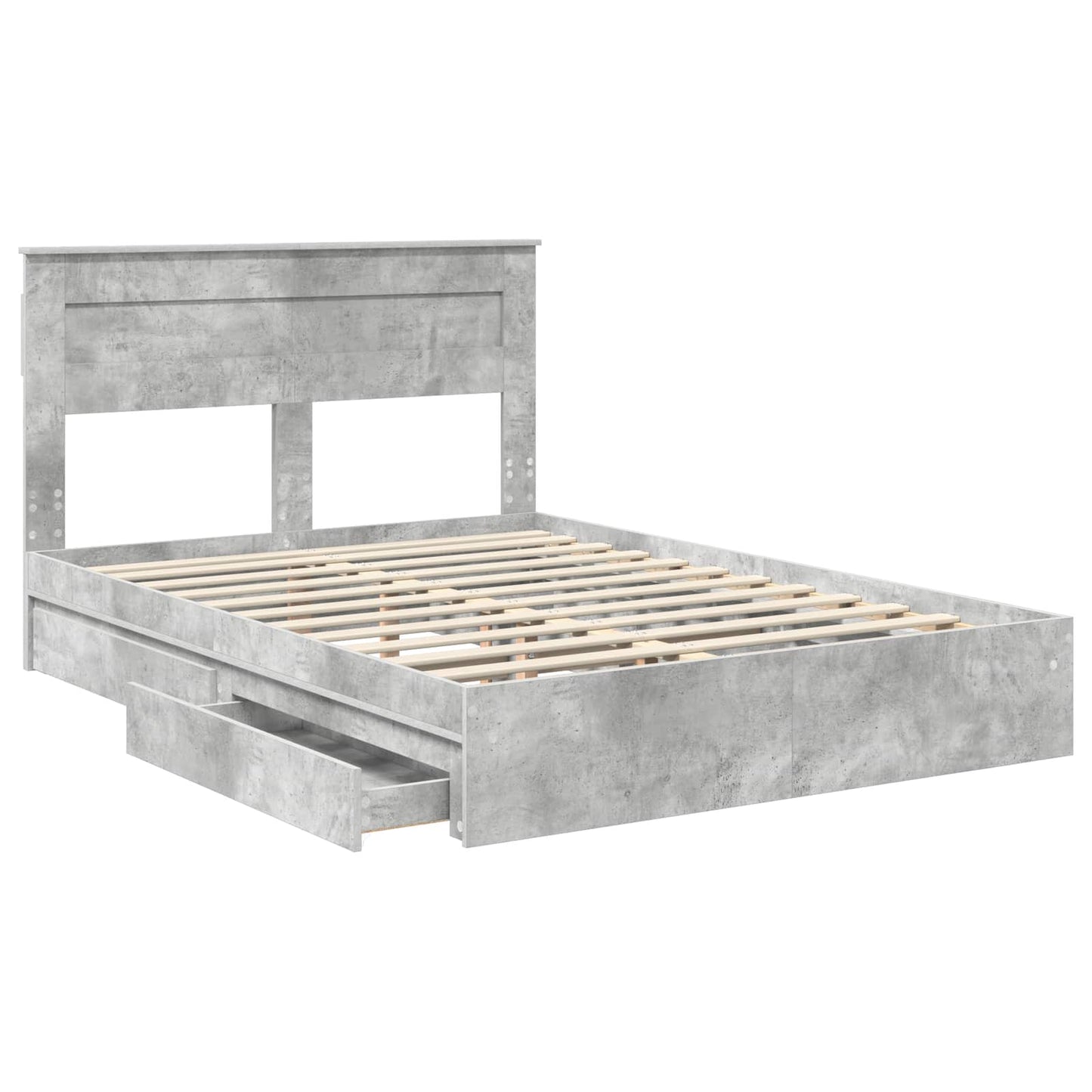 vidaXL Lit de rangement gris béton 150 x 200 cm bois d'ingénierie