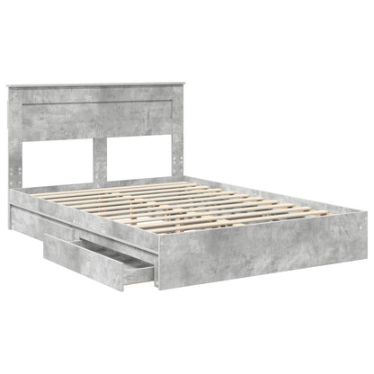 vidaXL Lit de rangement gris béton 150 x 200 cm bois d'ingénierie