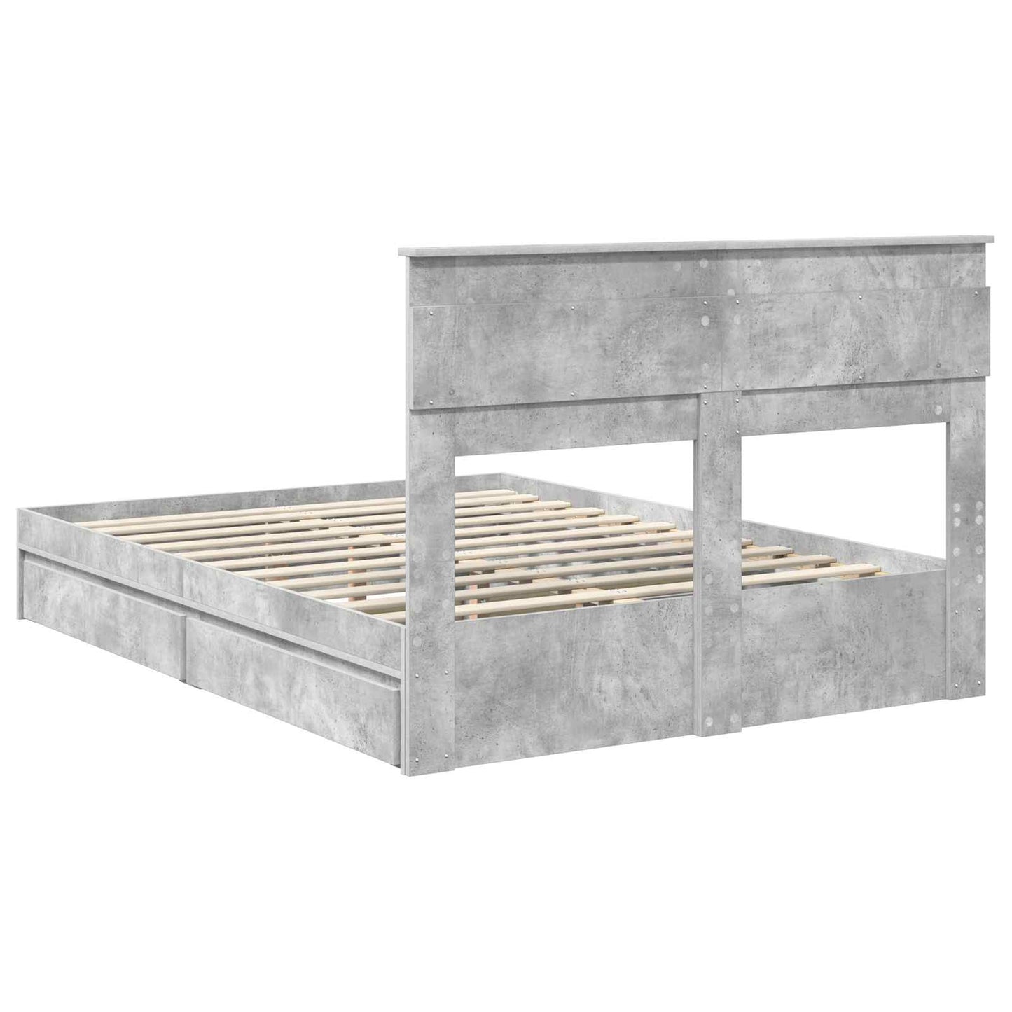 vidaXL Lit de rangement gris béton 150 x 200 cm bois d'ingénierie