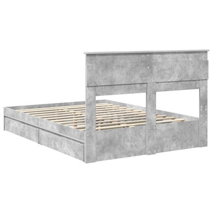 vidaXL Lit de rangement gris béton 150 x 200 cm bois d'ingénierie