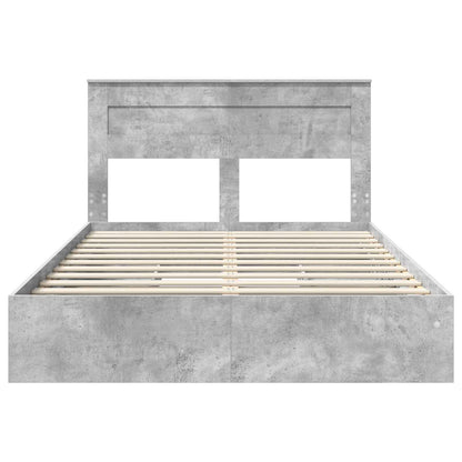 vidaXL Lit de rangement gris béton 150 x 200 cm bois d'ingénierie