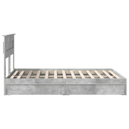 vidaXL Lit de rangement gris béton 150 x 200 cm bois d'ingénierie
