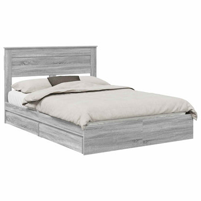 vidaXL Lit de rangement gris en panneau de particules Sonoma 150 x 200 cm