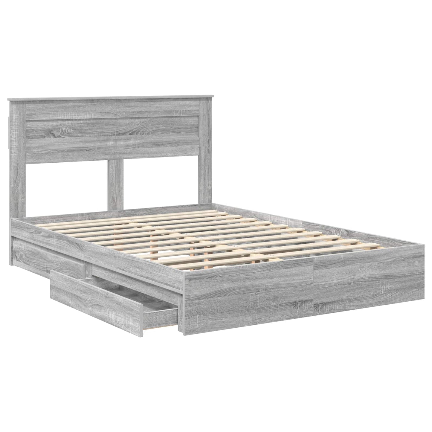 vidaXL Lit de rangement gris en panneau de particules Sonoma 150 x 200 cm