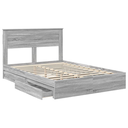 vidaXL Lit de rangement gris en panneau de particules Sonoma 150 x 200 cm