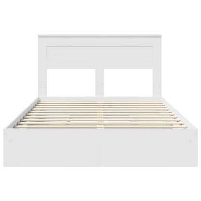 vidaXL Lit de rangement avec tête de lit Blanc 140 x 200 cm Bois d'ingénierie