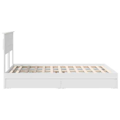 vidaXL Lit de rangement avec tête de lit Blanc 140 x 200 cm Bois d'ingénierie