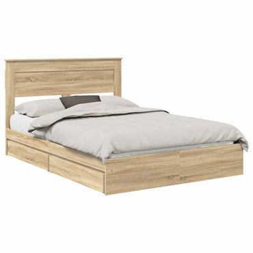 vidaXL Lit de rangement chêne Sonoma 140 x 200 cm Bois d'ingénierie