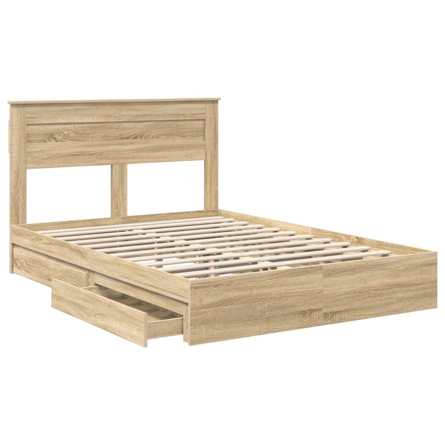 vidaXL Lit de rangement chêne Sonoma 140 x 200 cm Bois d'ingénierie