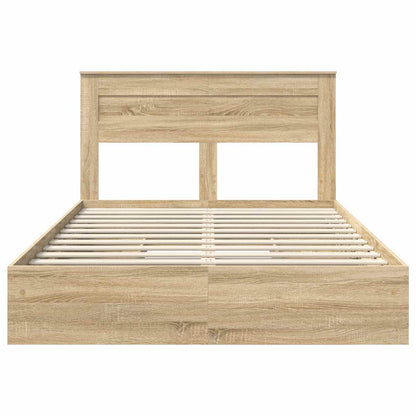 vidaXL Lit de rangement chêne Sonoma 140 x 200 cm Bois d'ingénierie