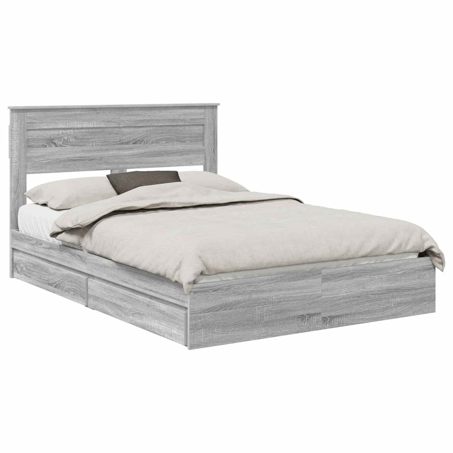 vidaXL Lit de rangement gris Sonoma 140 x 200 cm en bois d'ingénierie