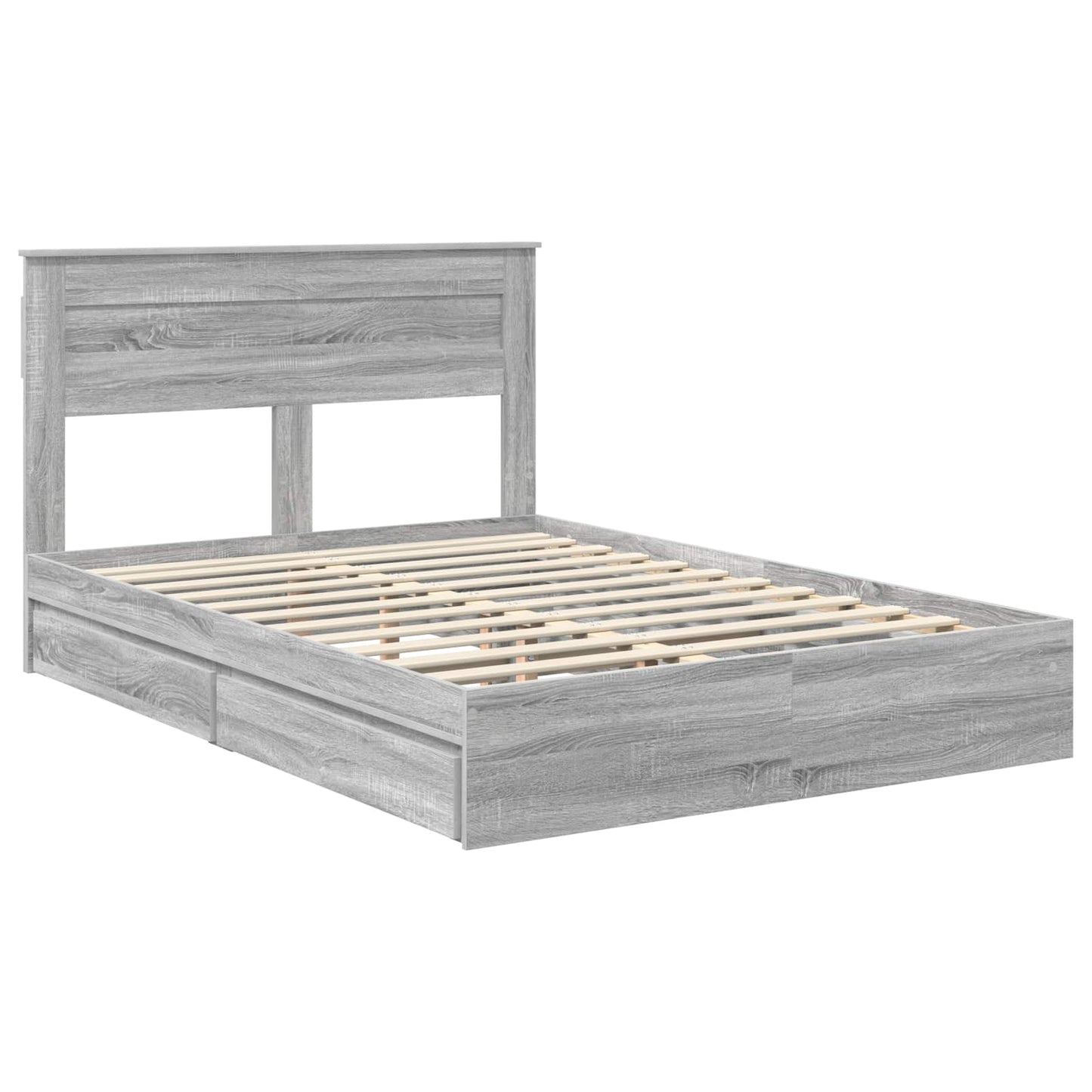 vidaXL Lit de rangement gris Sonoma 140 x 200 cm en bois d'ingénierie