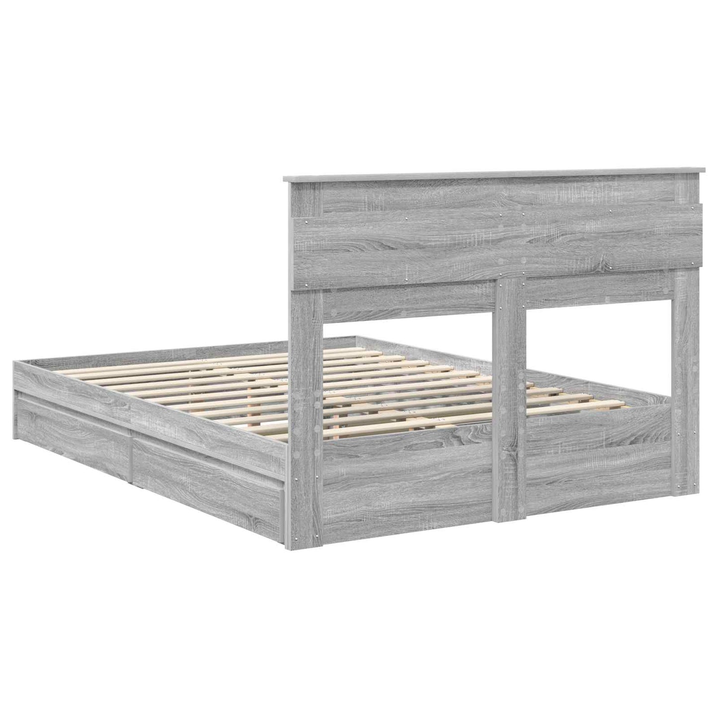 vidaXL Lit de rangement gris Sonoma 140 x 200 cm en bois d'ingénierie