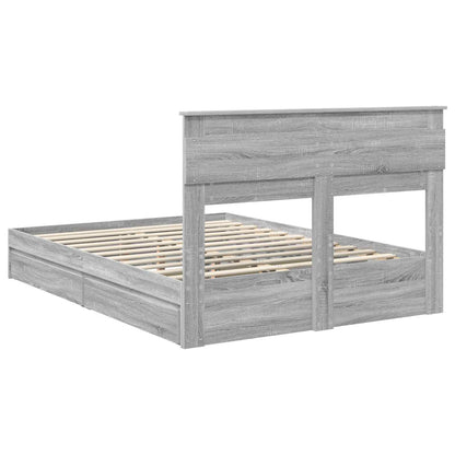 vidaXL Lit de rangement gris Sonoma 140 x 200 cm en bois d'ingénierie