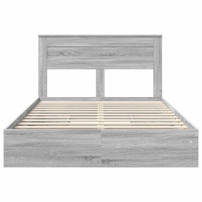 vidaXL Lit de rangement gris Sonoma 140 x 200 cm en bois d'ingénierie