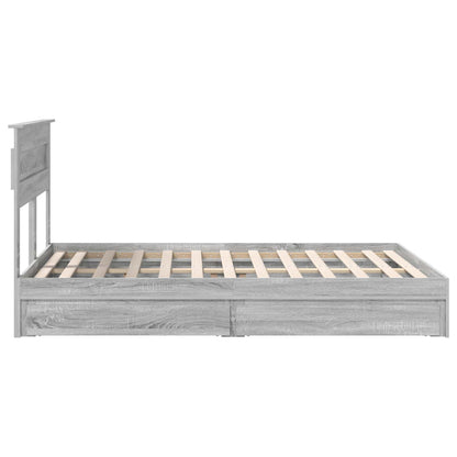 vidaXL Lit de rangement gris Sonoma 140 x 200 cm en bois d'ingénierie