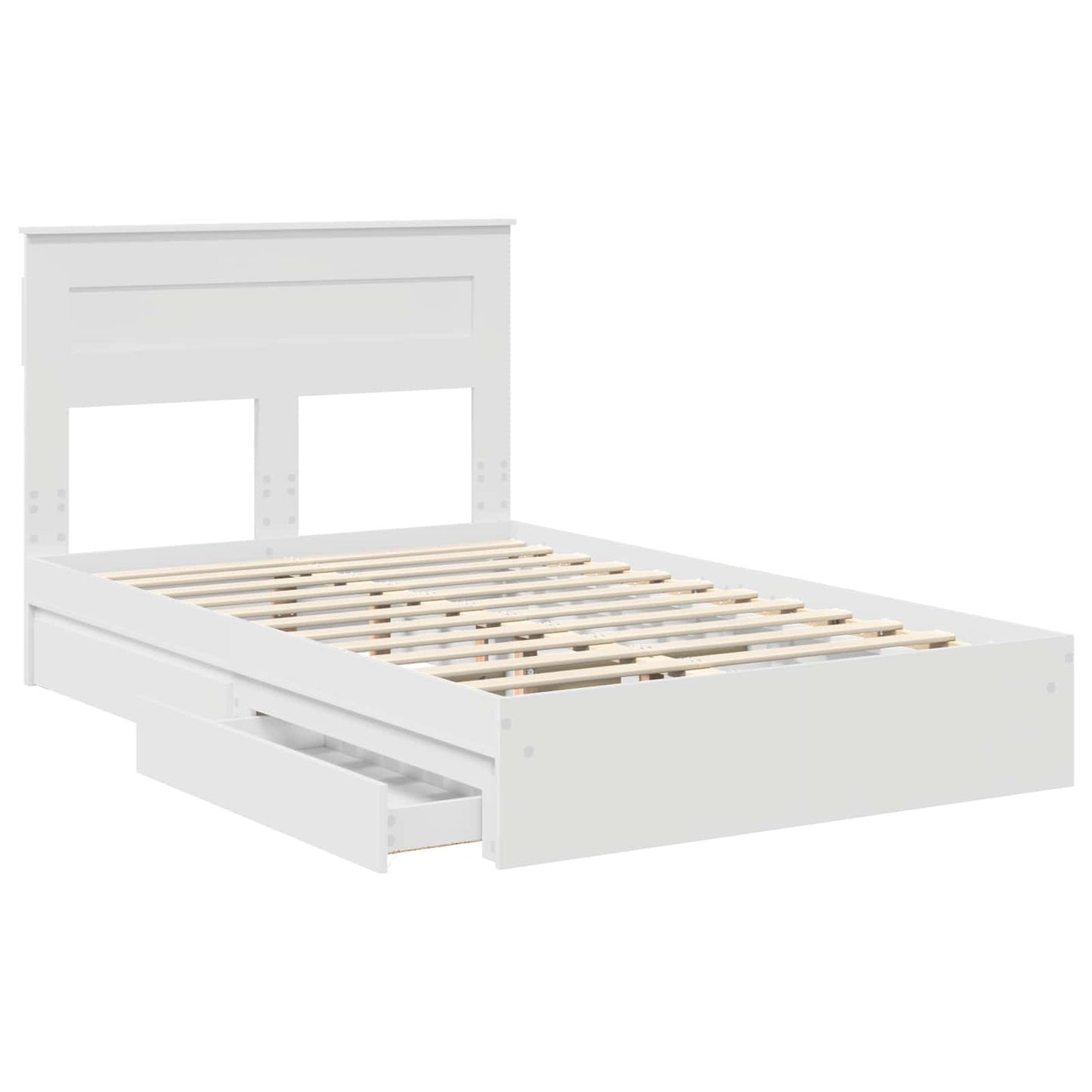 vidaXL Lit de rangement avec tête de lit Blanc 135 x 190 cm Bois d'ingénierie