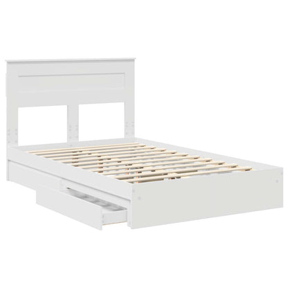 vidaXL Lit de rangement avec tête de lit Blanc 135 x 190 cm Bois d'ingénierie