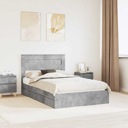 vidaXL Lit de rangement gris béton 135 x 190 cm en bois d'ingénierie