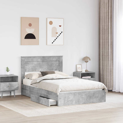 vidaXL Lit de rangement gris béton 135 x 190 cm en bois d'ingénierie