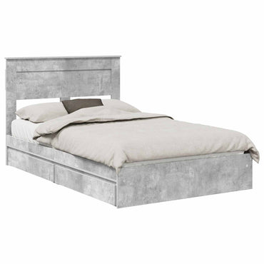 vidaXL Lit de rangement gris béton 135 x 190 cm en bois d'ingénierie