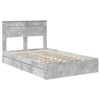 vidaXL Lit de rangement gris béton 135 x 190 cm en bois d'ingénierie