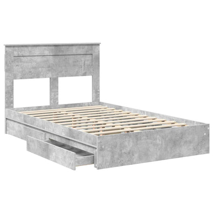 vidaXL Lit de rangement gris béton 135 x 190 cm en bois d'ingénierie