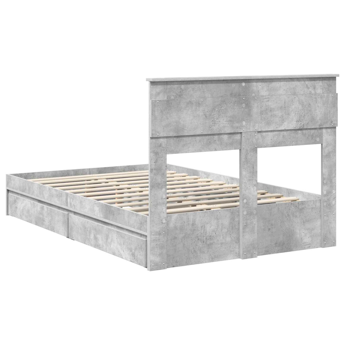 vidaXL Lit de rangement gris béton 135 x 190 cm en bois d'ingénierie